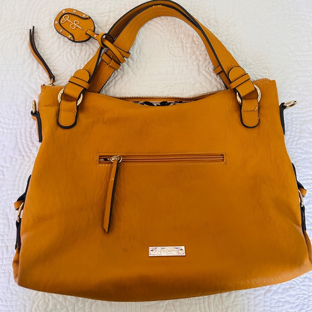 GUC - Jessica Simpson Mustard Yellow Leather Tote with Branded Charm - Picture 7 of 15
